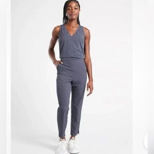 Athleta Brooklyn Textured Jumpsuit, Blue, Size 8